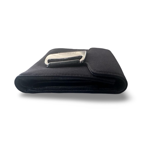 black Salvatore Ferragamo Vara canvas pouch with a silver-tone buckle. - Picture 6 of 14